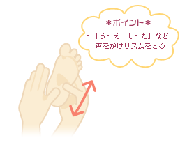 *ポイント* 「う~え、し~た」など声をかけリズムをとる