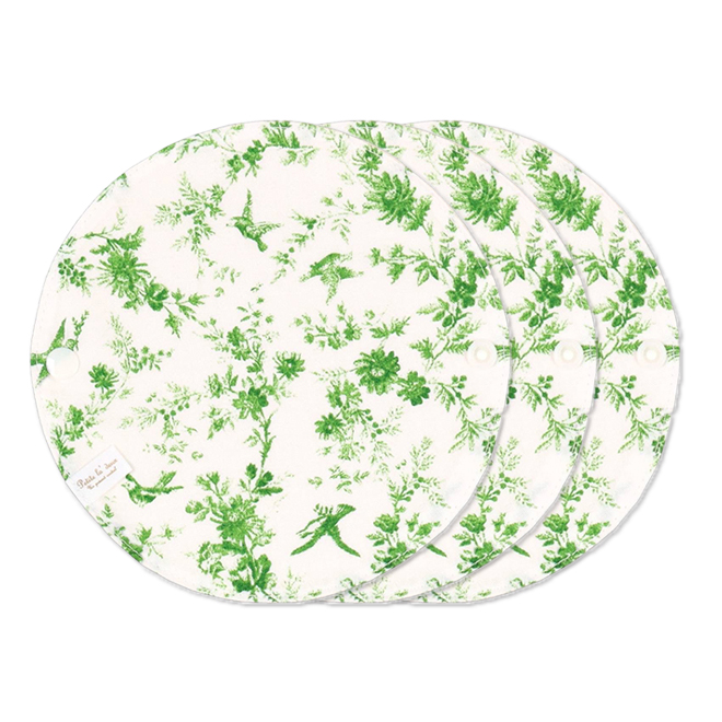 プティラドゥ 丸ライナー〈フランネル・フランスの小鳥 グリーン〉 3枚セット